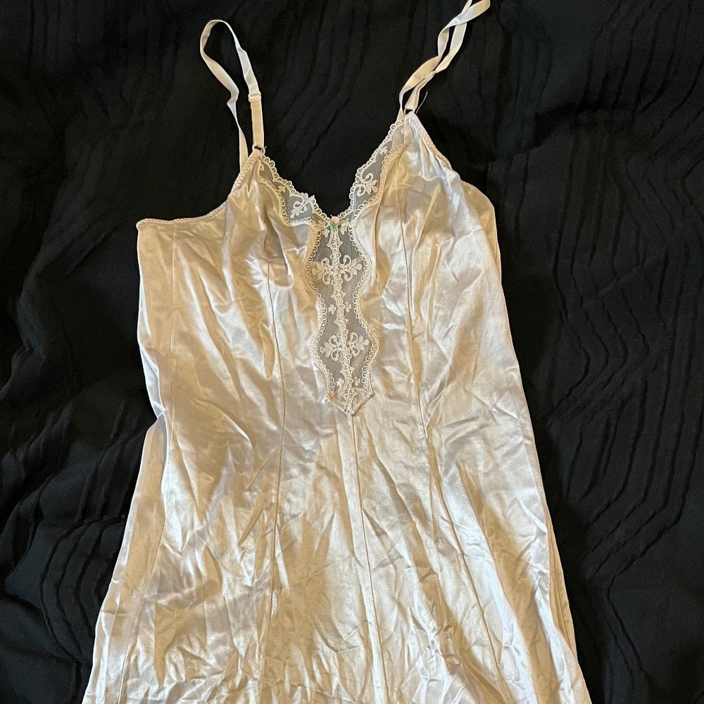 Vintage Slip Dress Satin Lace Cream Romantic Coquette Lingerie Style Small Date